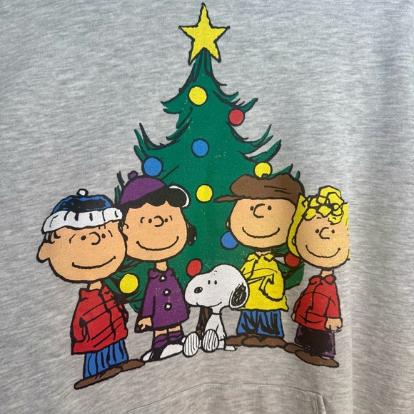 NWT. Peanuts Christmas Gray Hoody 2XL. Approx. 25.5” armpit to armpit & 30” long - Picture 3 of 9
